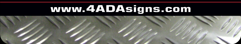 www.4ADAsigns.com with a diamond treadplate background